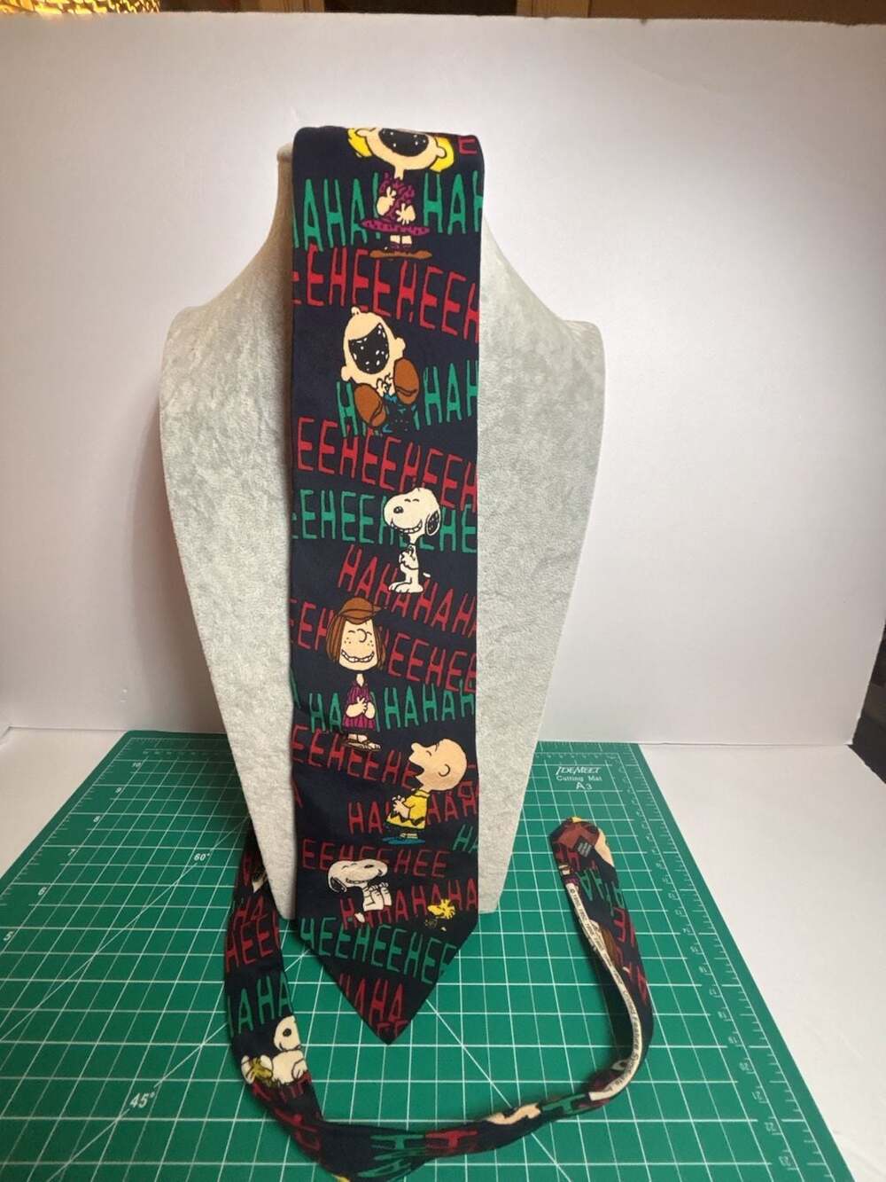 Vintage Peanuts Gang Hee Hee Ha Ha Black Necktie Manhattan Menswear